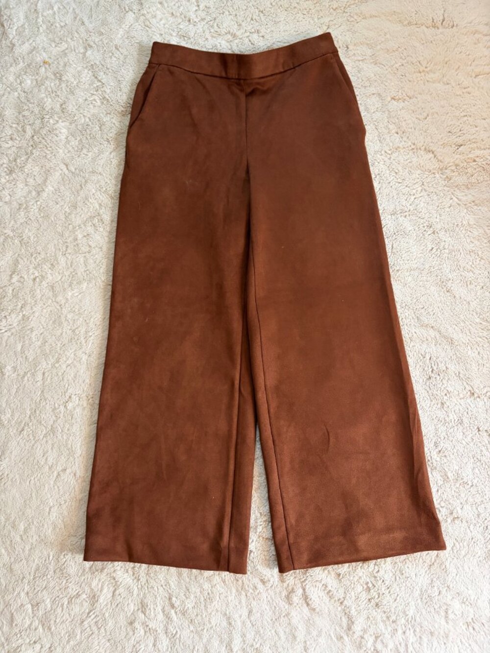 Ann Taylor Weekend Faux Suede Pull On Wide Leg Pant - Size S